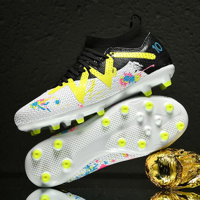 Primary And Secondary School Students High-Top Football Shoes Competition Shoes Long Broken Nails Adult Training Shoes Graffiti Camouflage