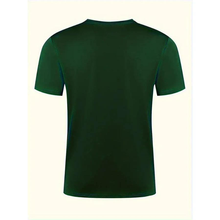 USA Print Short Sleeve T-Shirt For Male, Comfy Elastic Crew Neck Top, Men's Clothing For Summer Daily Wear & Workout