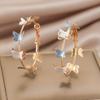 Creative Trendy Butterfly Hoop Earrings Elegant Oil Dripping Round Circle Earrings Geometry Metal Simple Statement Jewelry Women