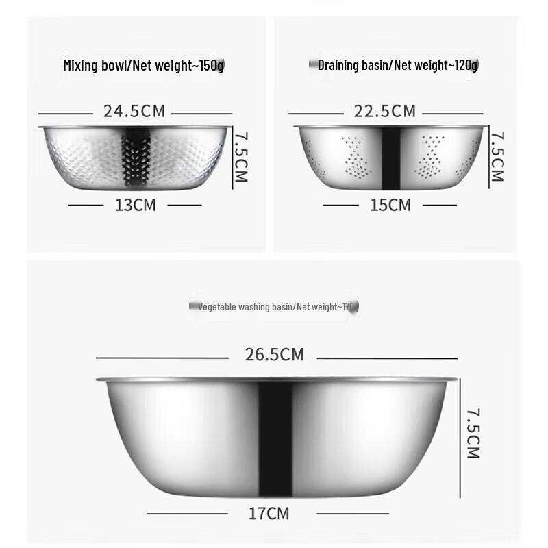 MAXCOOK Stainless Steel Mixing Bowl & Colander Set