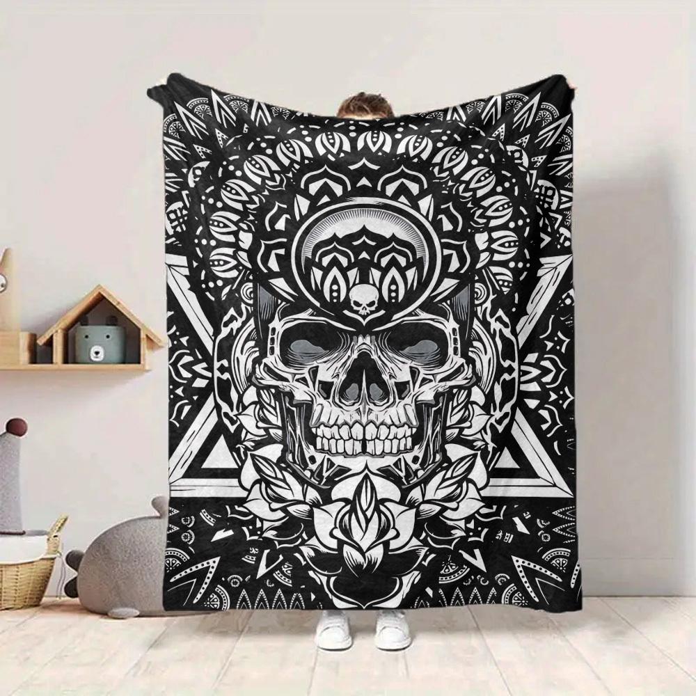 1PC Skull Mandala Art Blanket, Throw For Sofa, Bed, Travel, Camping, Livingroom, And Bed, Printing Blanket With Soft And Warm Fabric yy250918175