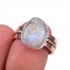 Кольцо из двухцветного серебра 925 пробы с натуральным радужным лунным камнем, размер 6 f8b08