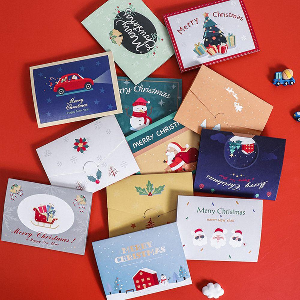 1/10PCS Creative Paper New Years Winter Holiday Greeting Card Set Xmas Gifts Cards Merry Christmas