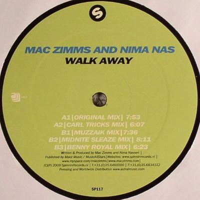 12-дюймовая пластинка MAC ZIMMS & NIMA NAS - Walk Away SP117 Spinnin' Record 2009 Нидерланды Танцевальная и Электронная Музыка Б/У