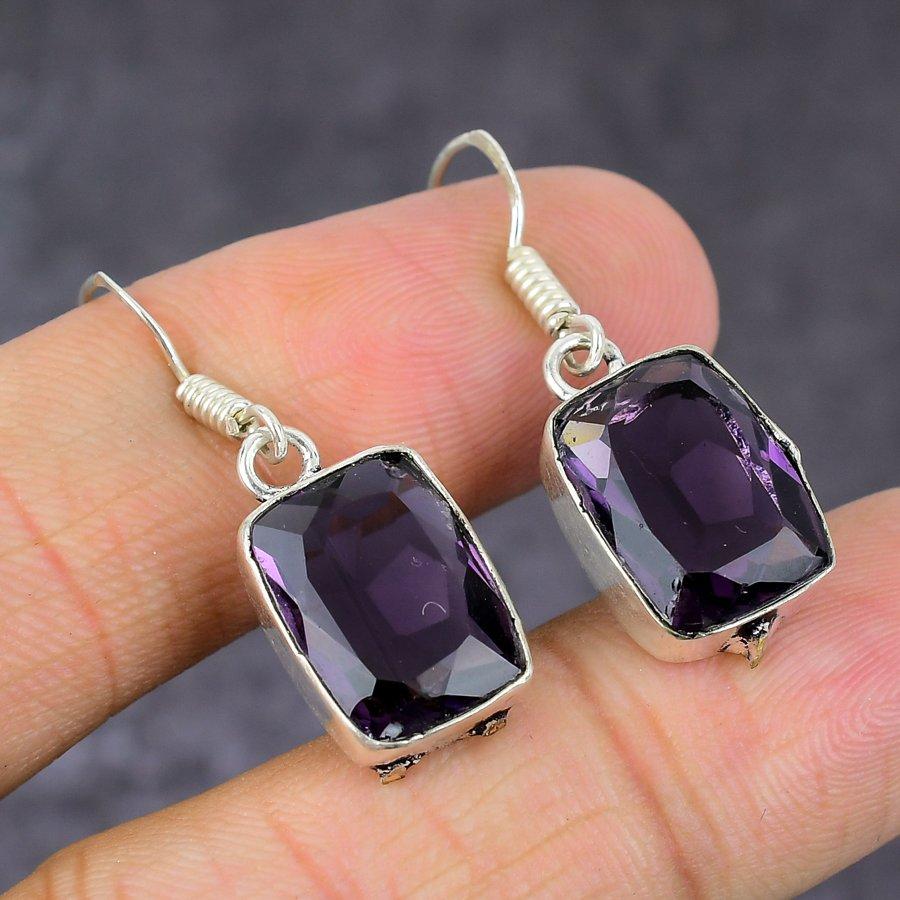 Amethyst Gemstone Handmade 925 Sterling Silver Gift Jewelry Earring 1.42" F5r64
