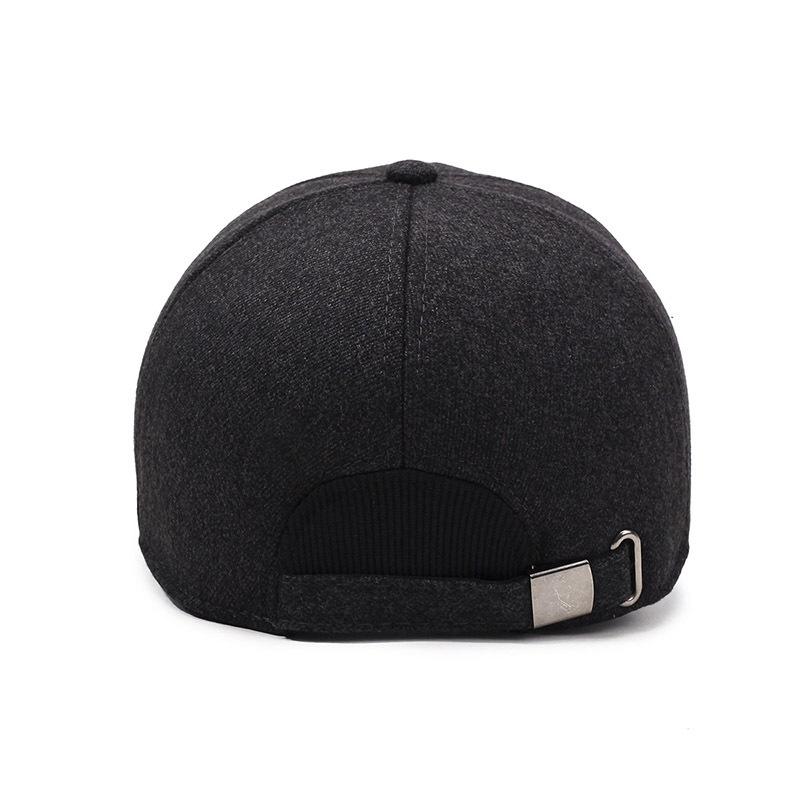 Men's Autumn Winter Woolen Hat Middle-Aged and Elderly Thick Warm Ear Protection Baseball Cap