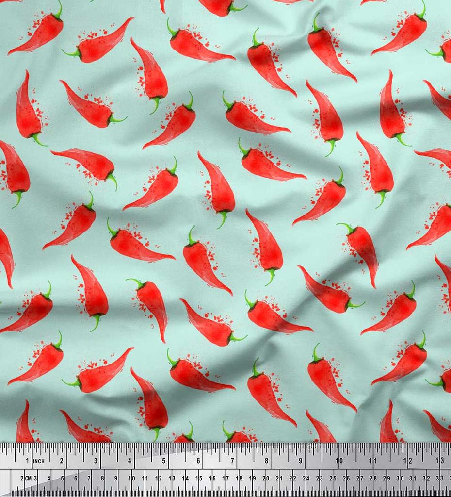 Soimoi Черная полиэстеровая креповая ткань с принтом овощей чили, ярд, 42 дюйма