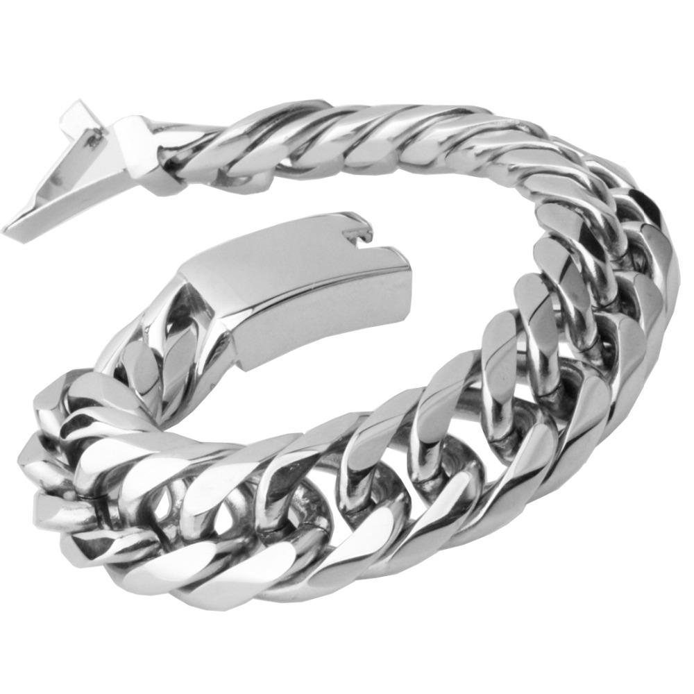 Fate Love 22cm Men Bracelet Silver Color / Gold Color Stainless Steel Bracelet Bangle Male Hip Hop Party Rock Jewelry