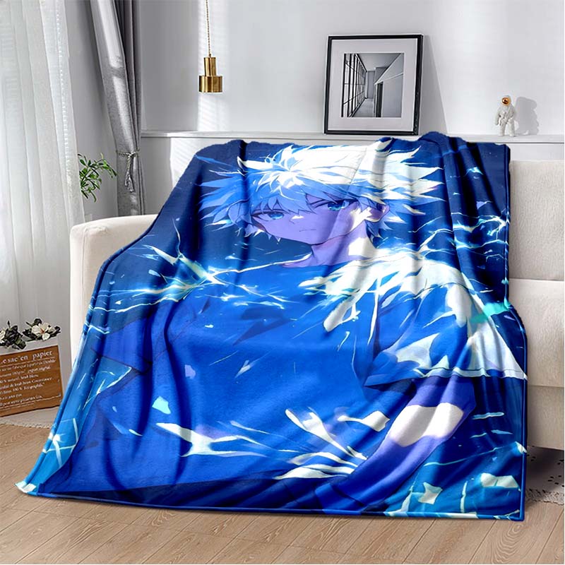 H-Hunter x Hunter Anime Print Flannel Blanket Ultra Soft Warm Throw For Bedroom Living Room Indoor Home Decor Holiday Gift
