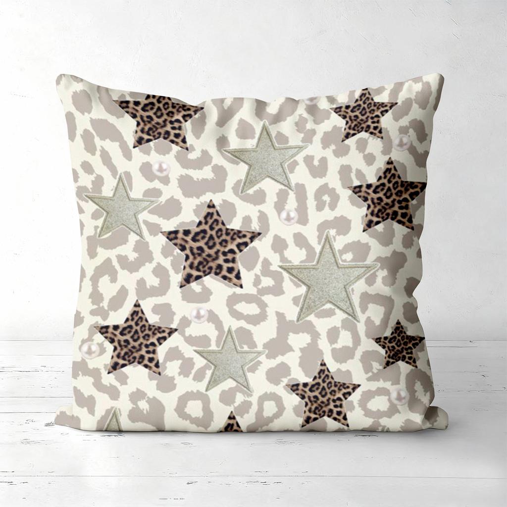 Декоративные подушки с принтом леопарда и звездами, наволочка из полиэстера, декоративная наволочка для дивана, подушка для изголовья кровати