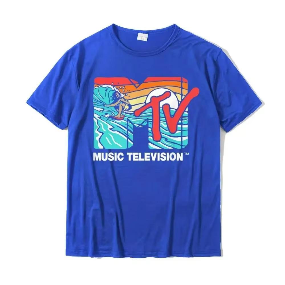 Mademark X MTV - MTV Catch A Wave MTV Surfer Logo Ретро-графическая футболка Распродажа Мужская футболка Футболка Group Футболка из хлопка Повседневная