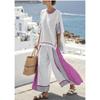 16 Printed Short Sleeve Women's Shirt Pants Set Fashion Loose Crew Neck Top High Waist Pants Two-piece Set