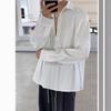 Korean Style Design White Shirt for Men In Spring and Summer Trendy Brand High-end Long-sleeved Loose Pleated Textured Shirt for Men
