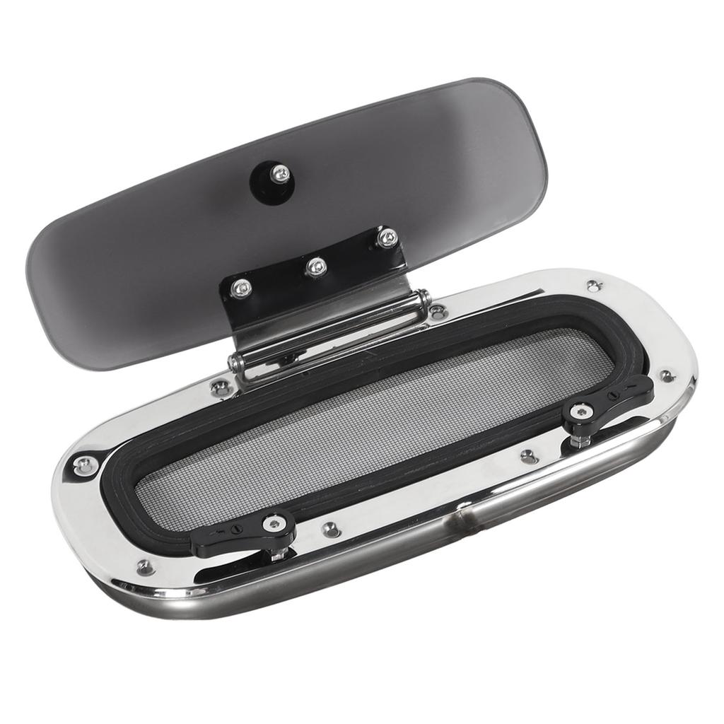 Иллюминатор для лодки 345x150мм   13.58x6дюйм Внутреннее открывание Защита от УФ-лучей Нержавеющая сталь Люк Иллюминатор с сеткой и