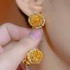 Gold Mesh Crystal Rose Ear Cuffs - Elegant High-End Versatile Women's Earrings.