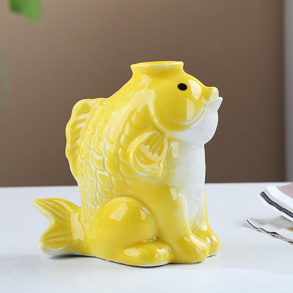 Unique Ceramic Succulent Planter Fish-shaped Hydroponic Planter Desktop Decor