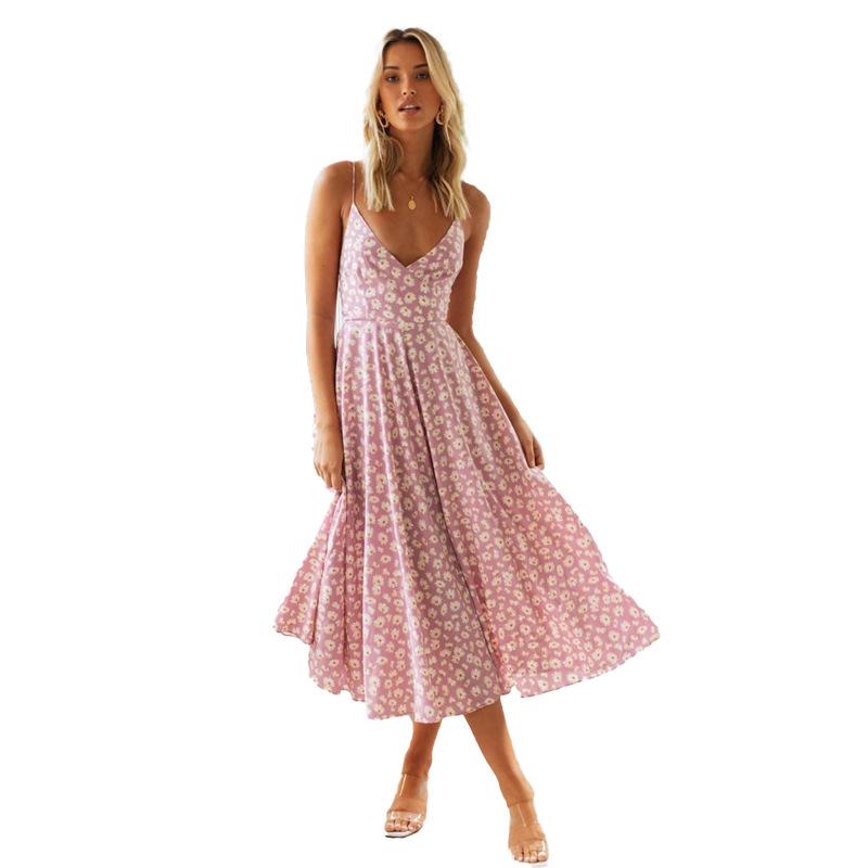 2023 Bohemian Print Beach Dress - Women's Sexy Spring/Summer Suspender Style