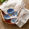 1 шт., сине-белая фарфоровая суповая ложка, бытовая посуда, ретро-японский стиль, керамические суповые ложки для домашнего ресторана