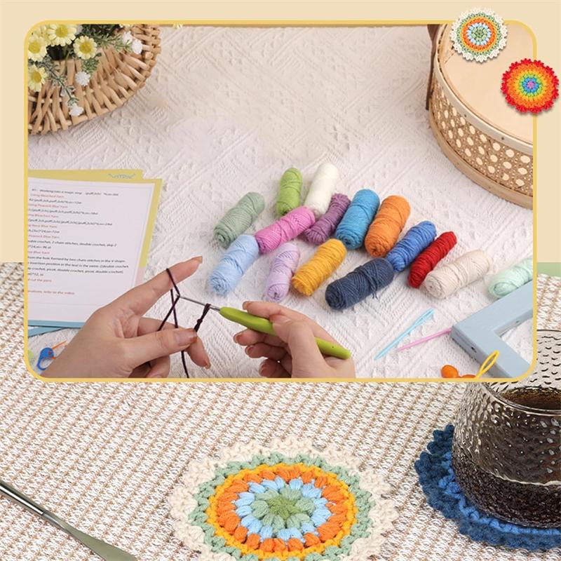 4 шт./компл., подставки для вязания своими руками с инструментами, наборы для вязания крючком для начинающих, взрослые, стартовый набор для вязания крючком