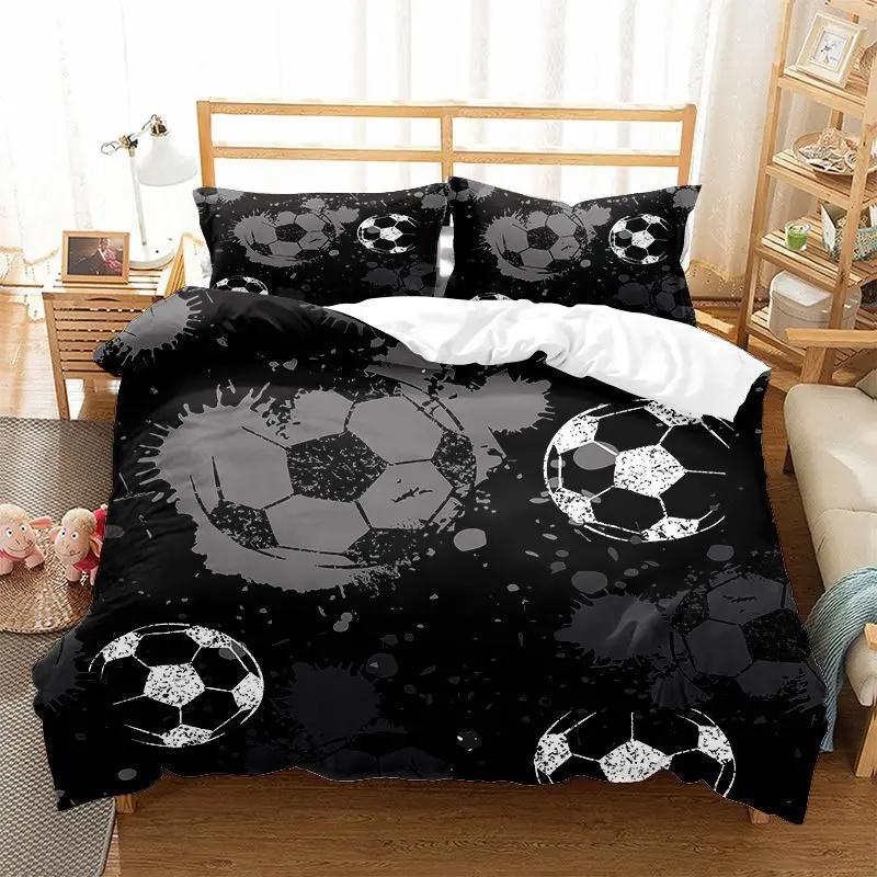 Sports Theme Boys Bedding Set Microfiber Football Comforter Cover for Kids Girls Teens Duvet Cover Hip Hop Graffiti Quilt Cover