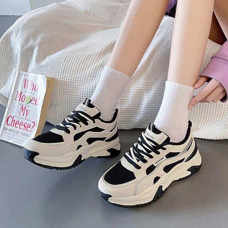 Популярные папины кроссовки женские весна и осень 2025 новые универсальные модные летние сетчатые на платформе спортивные повседневные женские туфли