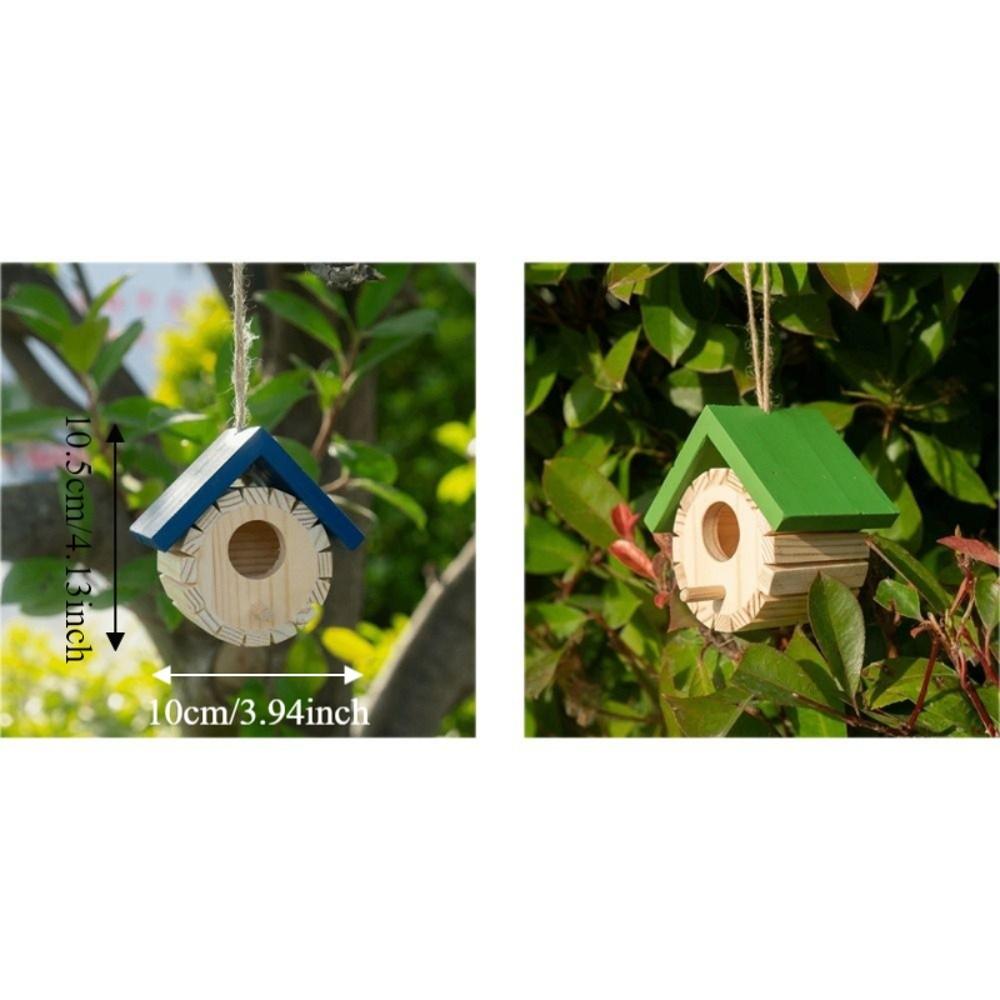 with Hanging Rope Hanging Wooden Bird House Waterproof Wild Birds Habitat Bird Nest Box Garden