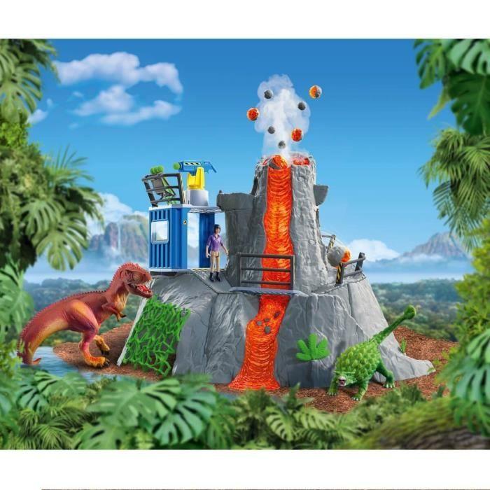 Expédition au grand Volcan, 1 figurine de chercheuse et 2 jouets dinosaures, Pour enfants dès 5 ans, Schleich 42564 DINOSAURS
