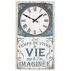 [Q8271] - Blue Gray 'Messages' Wall Clock (It's Time To Live the Life You Imagined) - 49x28 Cm