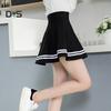LadyStyle Women High Waist Solid Color Stripe Pleated A Line Mini School Skirt