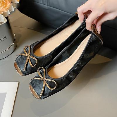 Женские балетки Милые туфли-лодочки с бантом Женские повседневные туфли на мягкой подошве Эластичные мокасины без застежек Удобная женская рабочая обувь