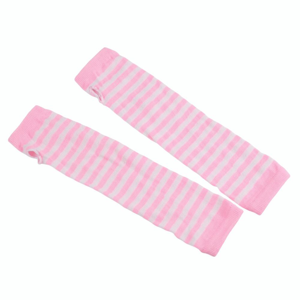 Arm Cover Fingerless Long Glove Striped Cool Stretch Gloves Women Girls Elbow Mitten Winter Season