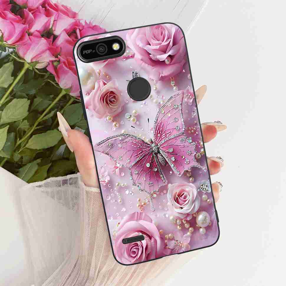 For Tecno Pop 2 F B1c Case Cartoon Lion Butterfly Silicone TPU Black Cover For Tecno Pop 2F POP 2F 5.45" Phone Cases Coque