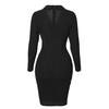 OhBaby Women's Lapel Bodycon Button Long Sleeve Slim Fit Business Suit Midi Dress Blazer