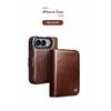 Apple iPhone Duo phone case, genuine leather flip cover, wide folding screen stand, protective case with magnetic closure and card slots