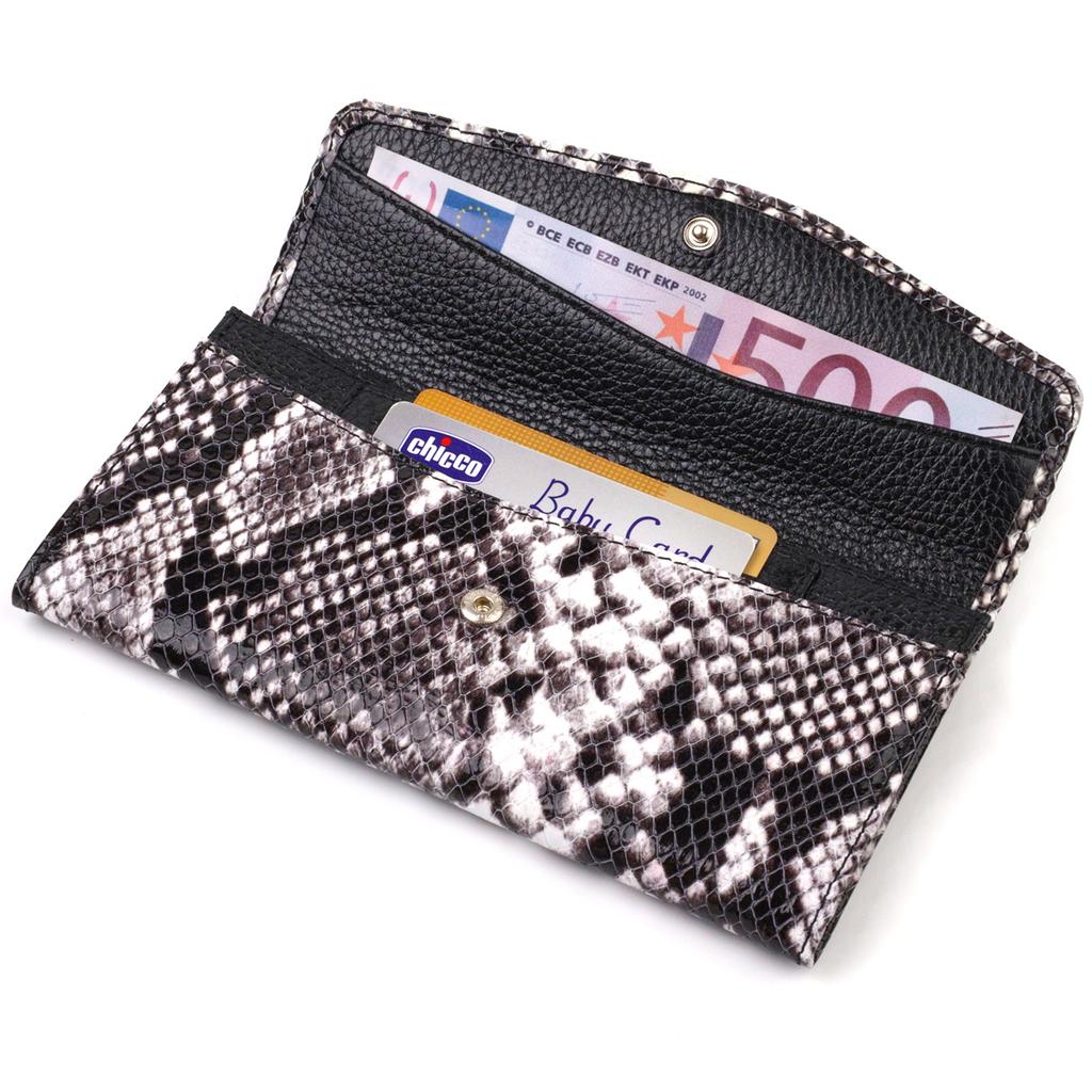 Women's Textured Wallet Made of Genuine Leather with Snake Embossing CANPELLINI 21692 Multicolored