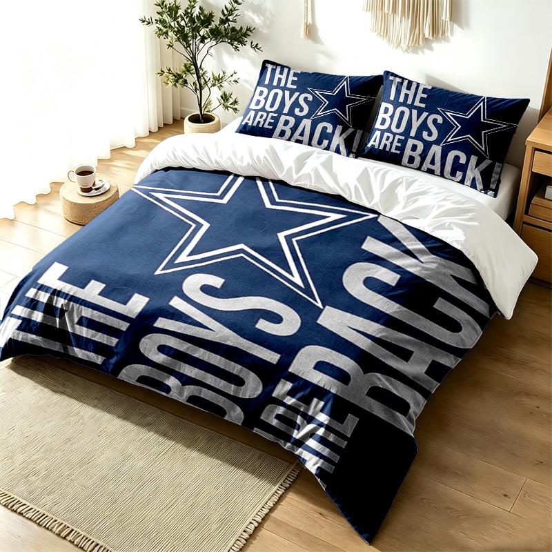 Dallas Cowboys 3pc Duvet Cover Set Simple Modern Bedding Set Wrinkle Resistant Soft Fabric All Season Use a perfect gift
