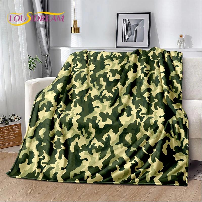 2025 Colorful Camo Green Camouflage Soft Blanket,Soft Throw Blanket for Home Bedroom Bed Sofa Picnic Travel Cover Child Gift