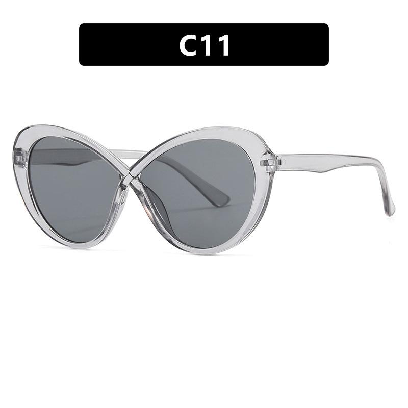 Oval Cross Glasses Frame Women'S Glasses Frame Trendy Personality Fashion Anti-Blue Flat Mirror Optics