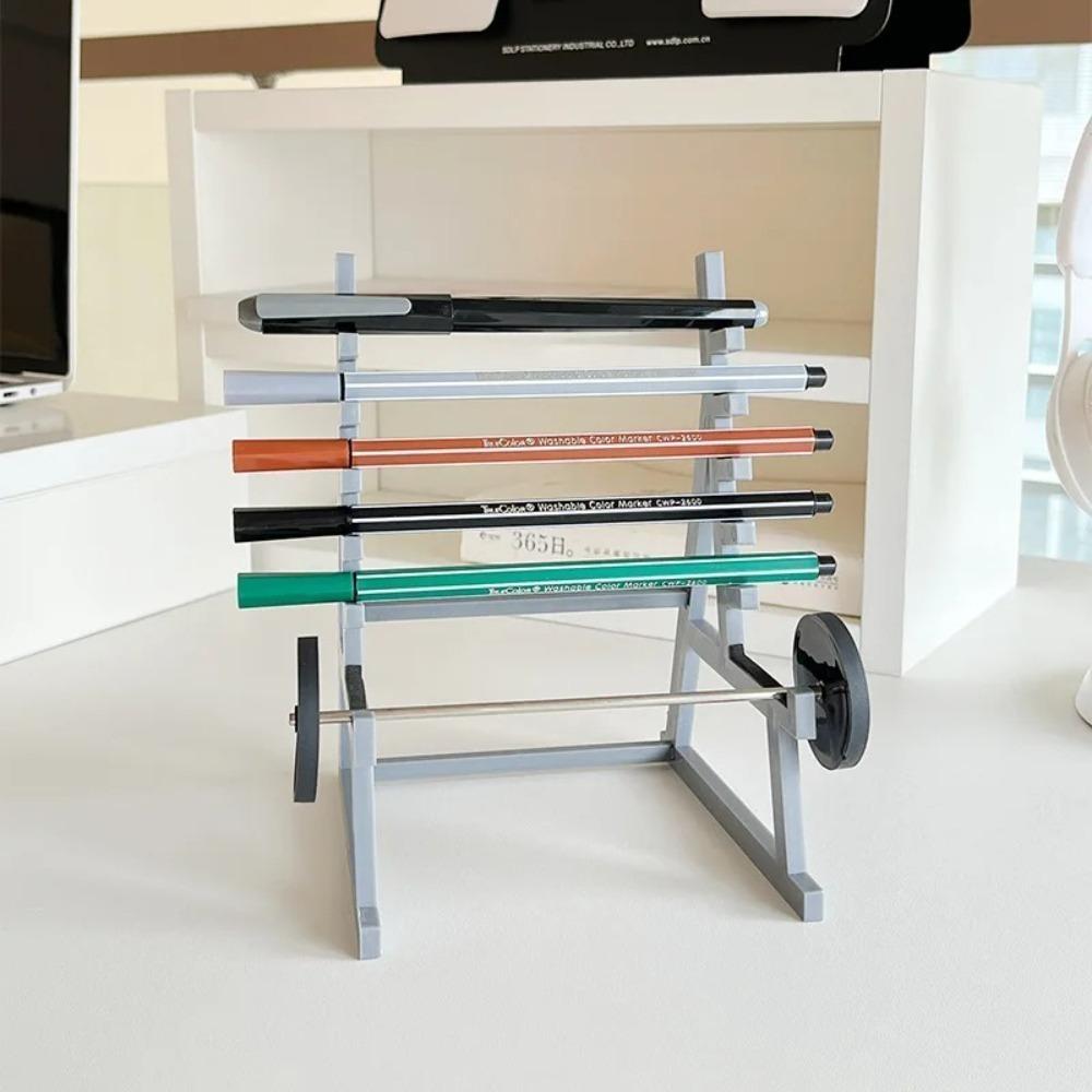 With Barbells And Weights Barbell Rack Pen Holder Metal Mini Squat Rack Ornaments  Gift