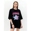 Oversized T-Shirt Black CUSPCI Star Skull Graphic Print Casual Streetwear Fashion Top Women Summer Outfit