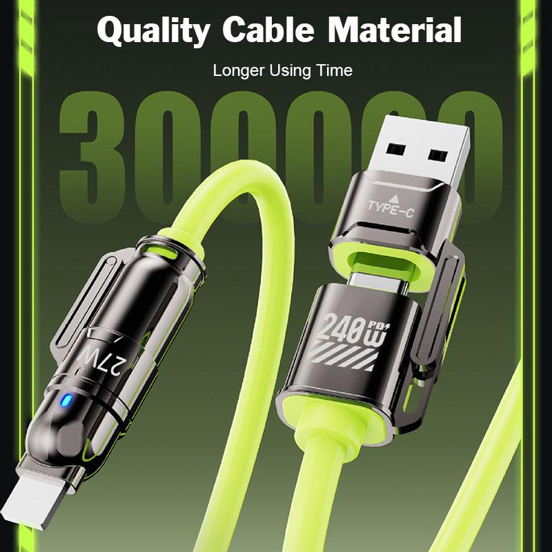 240 Вт 4 в 1 цинковый сплав кабель для зарядки USB/Type-C на Type-C/8Pin быстрая зарядка быстрая передача быстрая зарядка