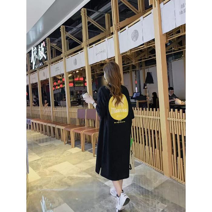 Женское летнее платье с короткими рукавами, повседневное платье-футболка свободного покроя, длинное платье выше колена большого размера