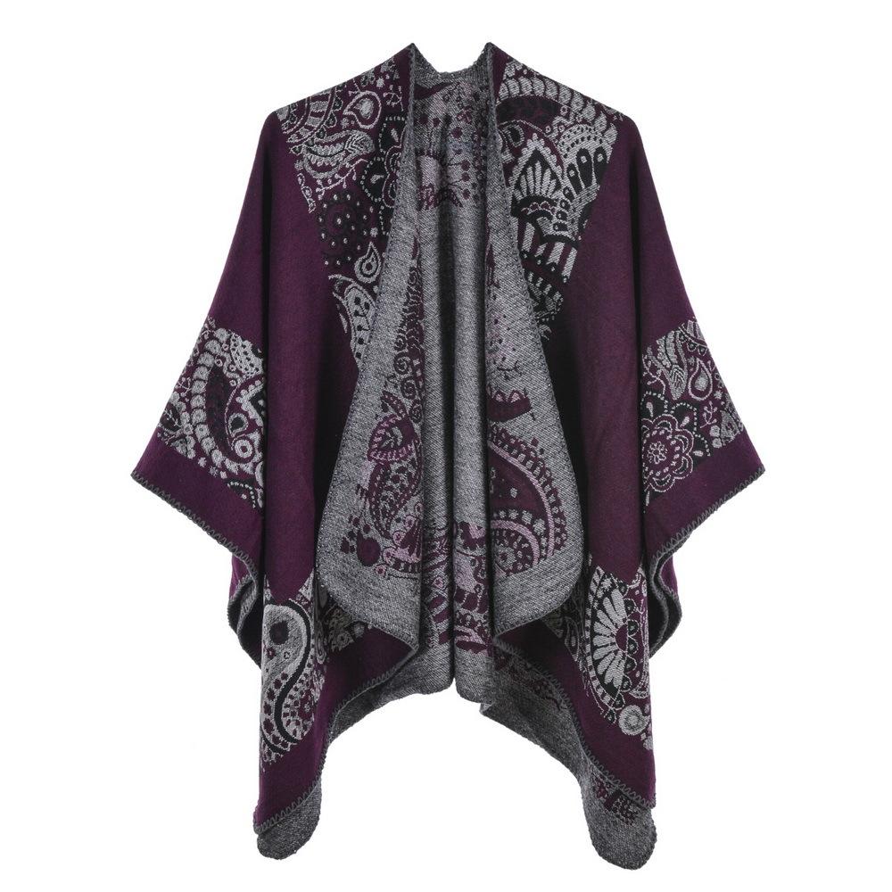 Ponchos Coat Cashmere Scarves Women Winter Warm Shawls And Wraps Pashmina Thick Capes Blanket Femme Scarf