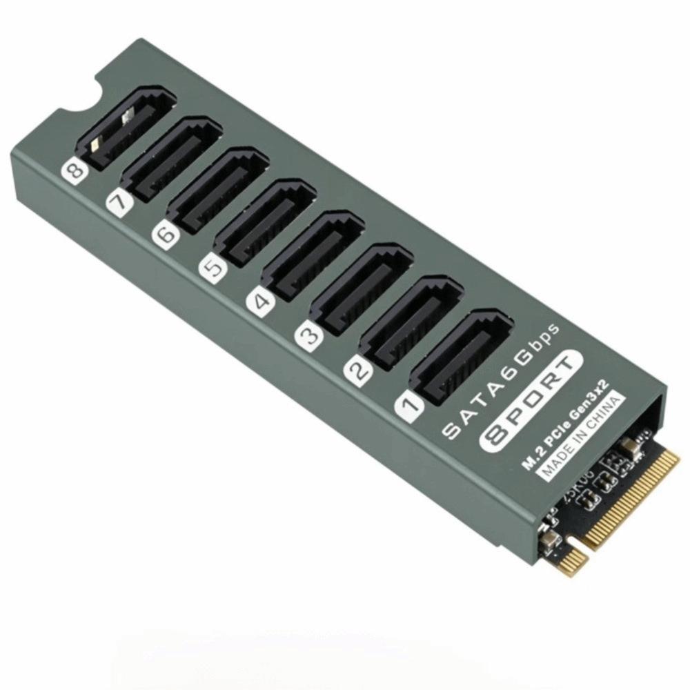 16Gbps Interface SATA Expansion Card 8 Port NGFF SATA Adapter M.2 to SATA Adapter Home Server