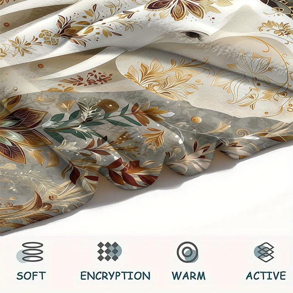 1Pc Mandala Animal Print Flannel Blanket, High quality Comfortable for All Seasons, Home Decor, Warmth and Comfort, Perfect for Christmas Gifts
