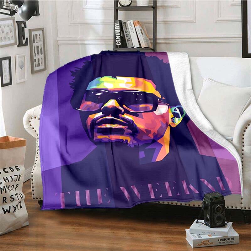 The customizable T-The Weeknd flannel soft blanket is suitable for home, bedroom, bed, sofa, travel, and children's use.