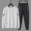 Men's Spring/Autumn Casual Sports Set: Jacket, Cropped Pants, Round Neck, Long-Sleeve Sweatshirt.