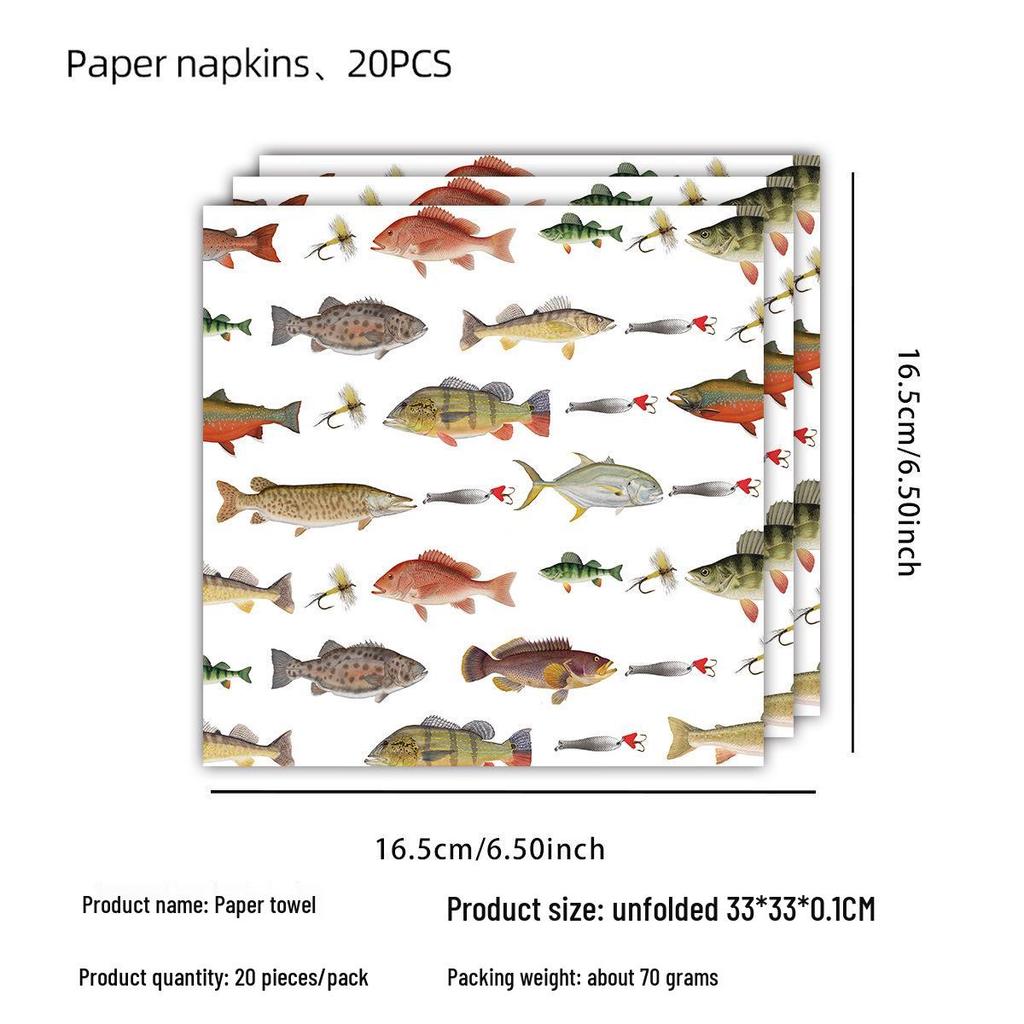 Принадлежности для тематической вечеринки «Рыбалка за границей»: Набор бумажных тарелок, флажков, салфеток и креативных украшений