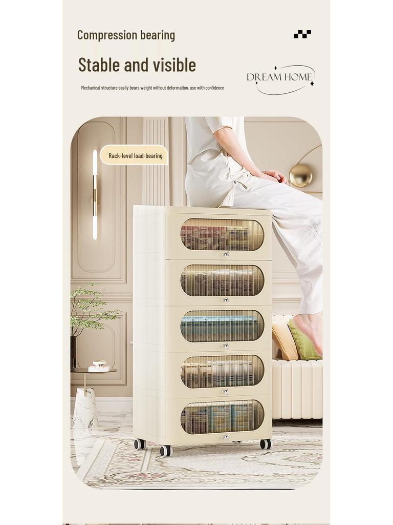 Nordic Style Plastic Storage Cabinet for Living Room or Bedroom