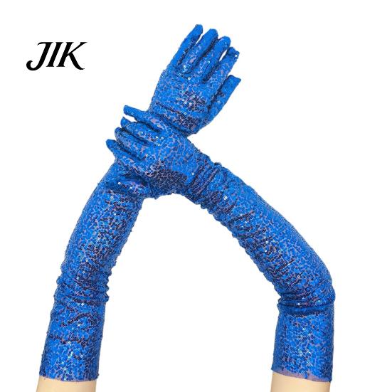 Theatrical Role Play Accessories 1 Pair Sequin Reflective Gloves for Women, Stretchy Long Elegant Prom Handwear Opera Party Stage Performance